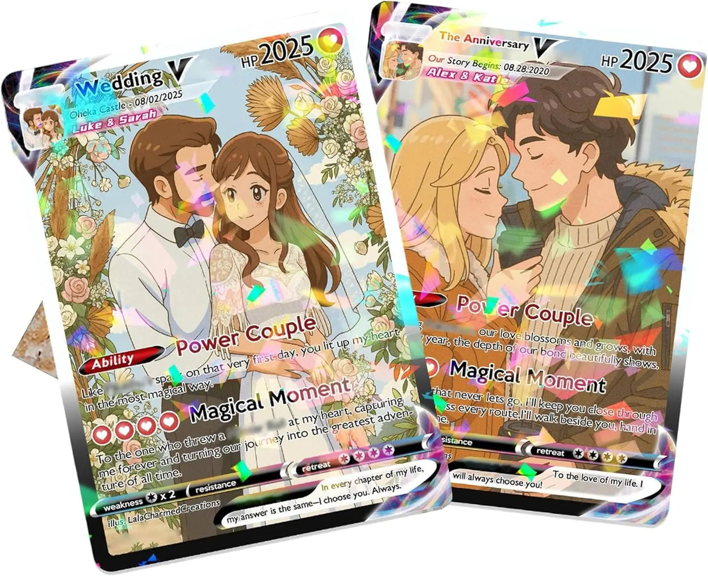 Carta coleccionable personalizada con acabado holográfico